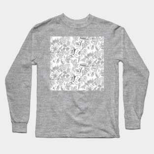 Oil Painted Gray Flowers Long Sleeve T-Shirt